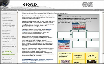 Screenshot aus dem GEOVLEX-Lernmodul "Entstehung von Hochwasser | Einfluss des Klimawandels"