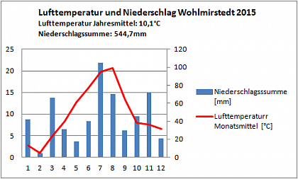 Verlauf von Niederschlag und Temperatur in Wohlmirstedt im Jahr 2013